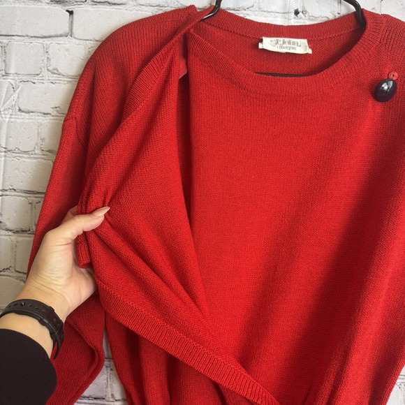 VTG St. John for I.Magnin Red Button Detailed Knit‎ Dress Nursing Sz 10/MEDIUM - Picture 7 of 12